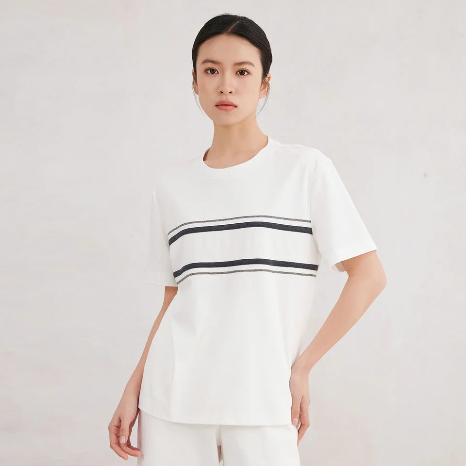 K3060X High quality luxury women's clothing 100% cotton short sleeved round neck T-shirt