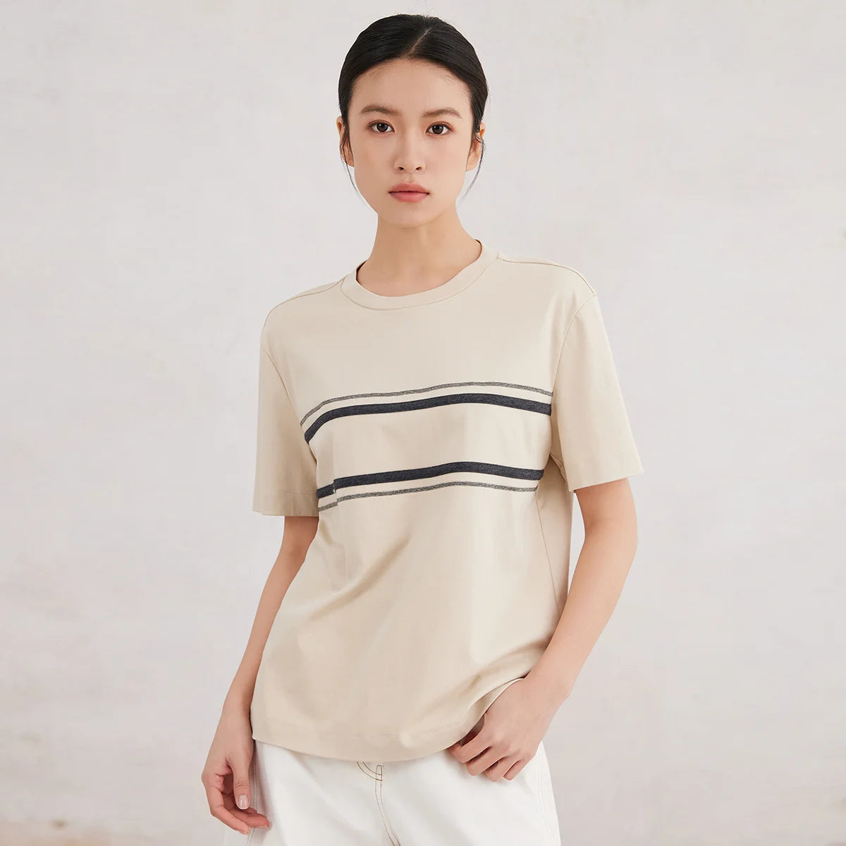 K3060X High quality luxury women's clothing 100% cotton short sleeved round neck T-shirt
